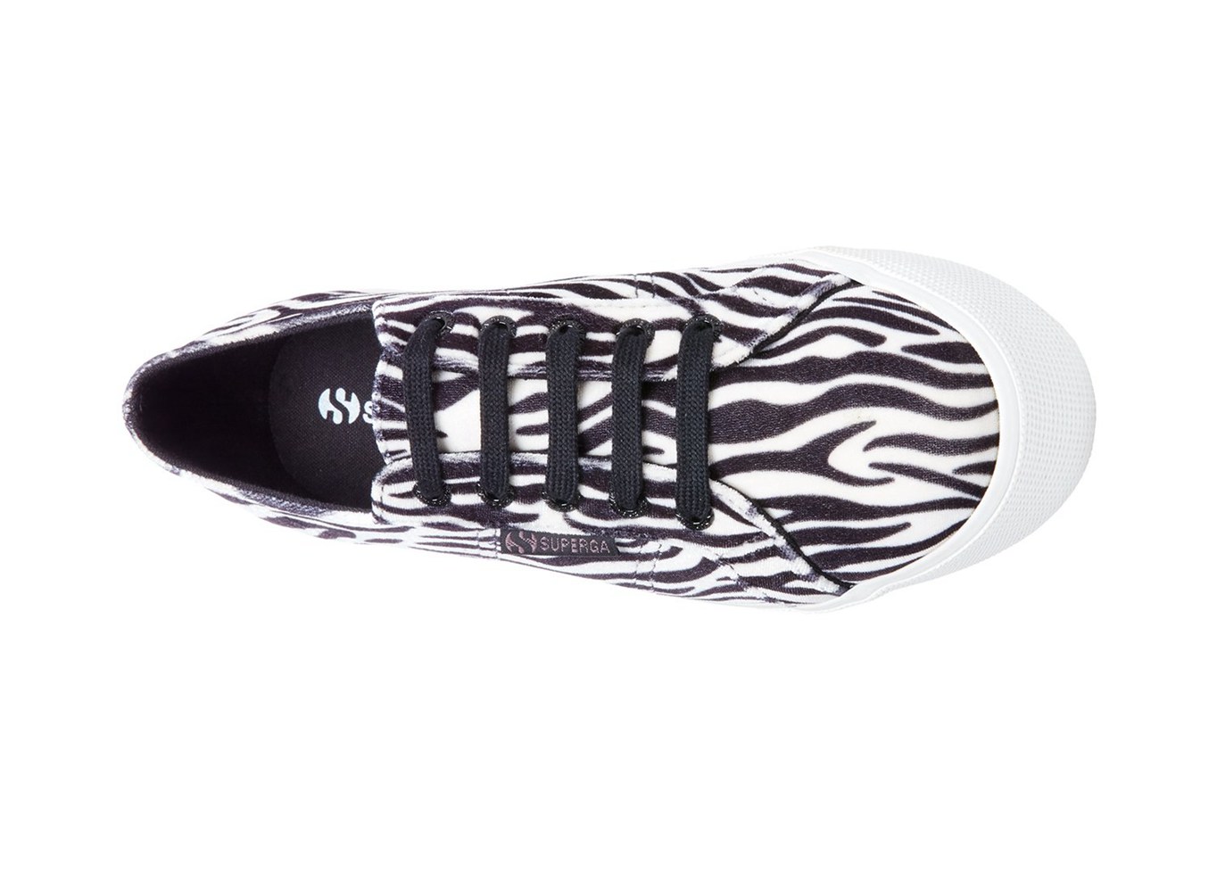 Superga Plataforma Mujer Negras/Blancas - 2790 Fanvelvetw - 392867QWB